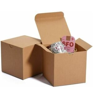 KRAFT 4x4x4 Brown Unfolded Fold Over Top Gift Box (Pack of 10)